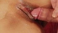 Vagina lenta esfregando e provocando, esperma nos lábios do túnel do amor close up - hotkralya
