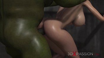 3DXPASSION.com.Muschely sexy goldenhaarige erwirbt hart von einem grünen Monster im Abwasserkanal